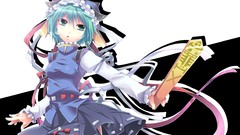 Dress blue hair anime girls touhou shikieiki yamaxanadu 
