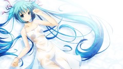 Dress blue hair long hair anime girls hatsune miku vocaloid 