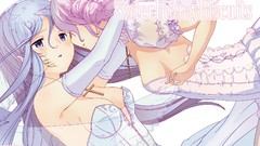 Dress blue hair pink hair long hair anime girls blue eyes yuri 