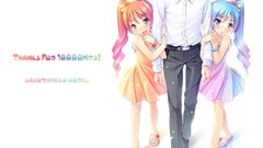 Dress blush blue hair long hair anime girls blue eyes orange 