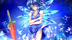 Dress bows blondes blue eyes touhou cirno