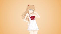 Dress bows long hair anime girls blue eyes brunettes white 