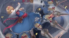 Dress Chibi blondes anime girls touhou alice margatroid hair bow