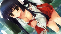 Dress cleavage wet miko