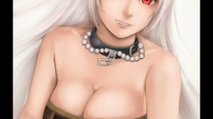 Dress collar fangs Vampires white hair red eyes chains smiling 