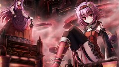 Dress costume red eyes Ribbons sitting lolita fashion touhou 