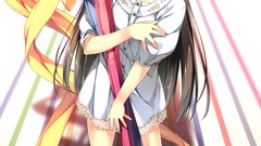 Dress Crayons Ribbons anime girls yellow eyes original 