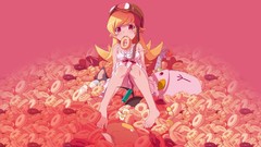 Dress donuts red eyes blondes bakemonogatari monogatari-series 