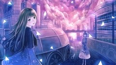 Dress drawings long hair anime girls short hair cityscapes 