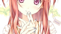 Dress faces blush smiling long hair pink eyes anime girls white 