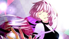 Dress faces pink hair long hair closed eyes vocaloid megurine 