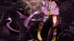 Dress gears stripes anime girls