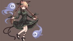 Dress ghosts Ribbons long hair anime girls brown eyes braids 