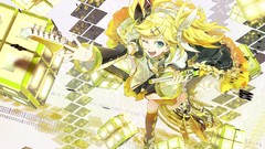 Dress guitars anime girls blue eyes vocaloid kagamine rin 