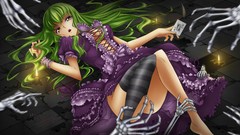 Dress Halloween anime girls code geass green hair C & C striped 