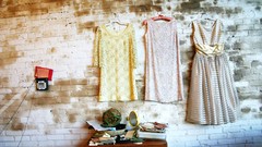 Dress hanging clothes brick wall