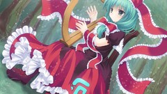 Dress harp green eyes green hair touhou kagiyama hina
