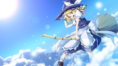 Dress hats blondes long hair anime girls witches braids yellow 