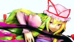 Dress hats bows blondes long hair anime girls touhou yakumo 