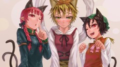 Dress hats fangs red eyes bows scarfs long hair brunettes short 