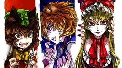 Dress hats fangs red eyes red dress earrings bows blondes long 