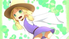 Dress hats goddess circles blondes blush long hair anime girls 