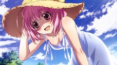 Dress hats pink hair pink eyes anime girls short hair arakawa 