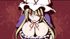 Dress hats red background red eyes gloves Ribbons bows blondes 