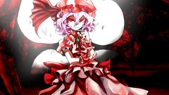 Dress hats red eyes pink hair touhou video games bat wings 