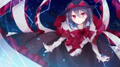 Dress hats Ribbons blue hair anime girls touhou nagae iku 