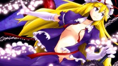 Dress hats Ribbons bows blondes long hair touhou yakumo yukari 