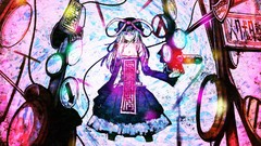 Dress hats Ribbons bows blondes long hair touhou yakumo yukari 