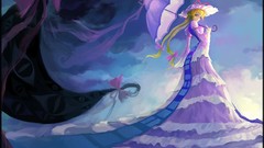 Dress hats Ribbons bows blondes long hair touhou yakumo yukari 