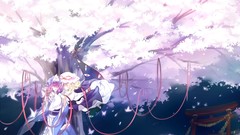 Dress hats Ribbons touhou cherry blossoms saigyouji yuyuko 