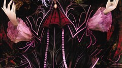 Dress hats Vampires red eyes anime girls short hair bangs 