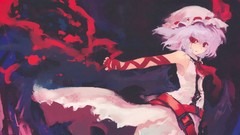 Dress hats Vampires red eyes Ribbons belts pink hair armpits 