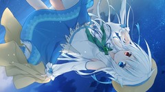 Dress hats white hair anime girls heterochromia original 