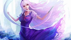 Dress hats white hair red eyes long hair touhou kamishirasawa 