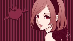 Dress Hearts red background red eyes faces stripes lipstick 