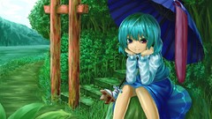 Dress heterochromia green hair touhou tatara kogasa video games