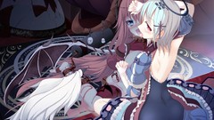 Dress horns blush anime girls yuri