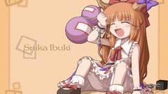 Dress horns long hair anime girls touhou ibuki suika orange 