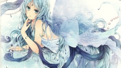 Dress Jewelry bows bracelets scarfs blue hair long hair blue 