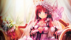 Dress Jewelry rings Ribbons bows veil couch anime girls short 