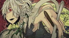 Dress Knives white hair red eyes Ribbons clocks bows anime 