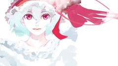 Dress lips white background hats Vampires red eyes Ribbons 