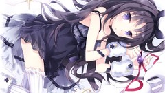 Dress long hair anime girls blue eyes mahou shoujo madoka 