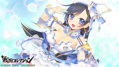 Dress long hair anime girls blue eyes open mouth cleavage 