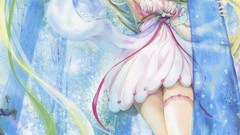 Dress long hair anime girls blue eyes pixiv