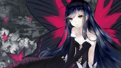 Dress long hair anime girls brown eyes accel world black hair 